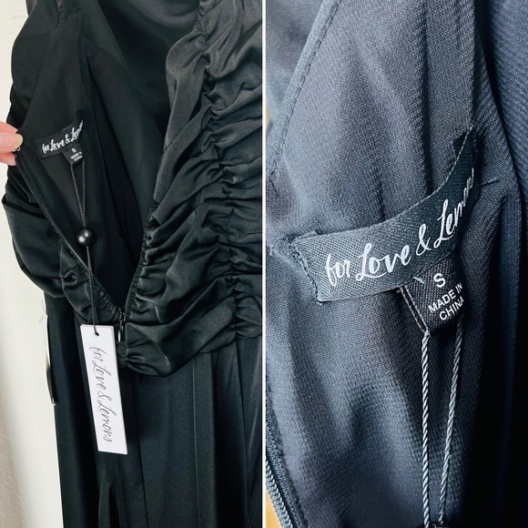 NWT For Love and Lemons Willa Ruched Formal Satin Maxi Gown Dress Small S Black - Picture 8 of 10